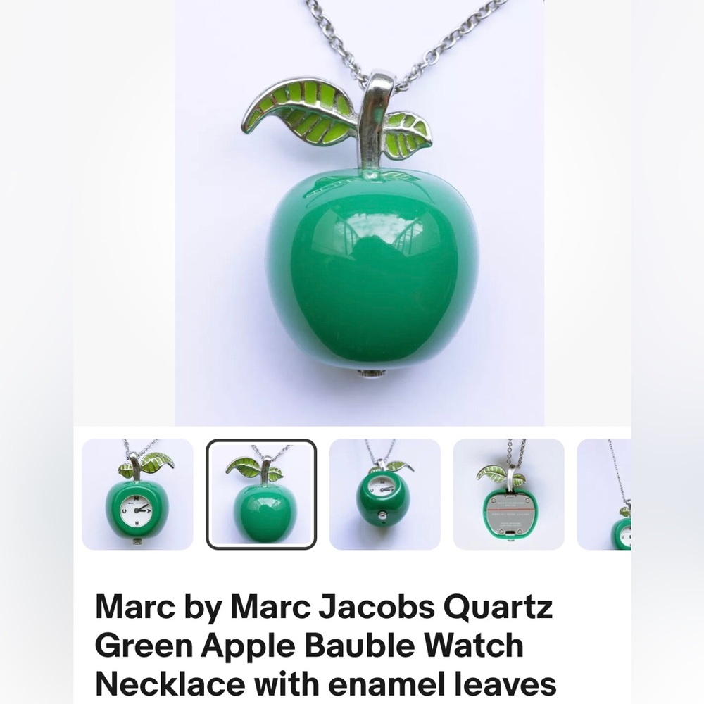 🌴 MARC JACOBS GREEN APPLE 🍏 CLOCK PENDANT NECKLACE! 🎊 - Picture 9 of 11
